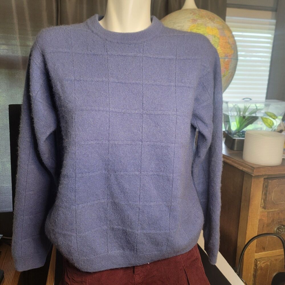 Davis & Squire Knit Sweater Men's S 2 Ply Cashmere Blue Long Sleeve Crew Neck